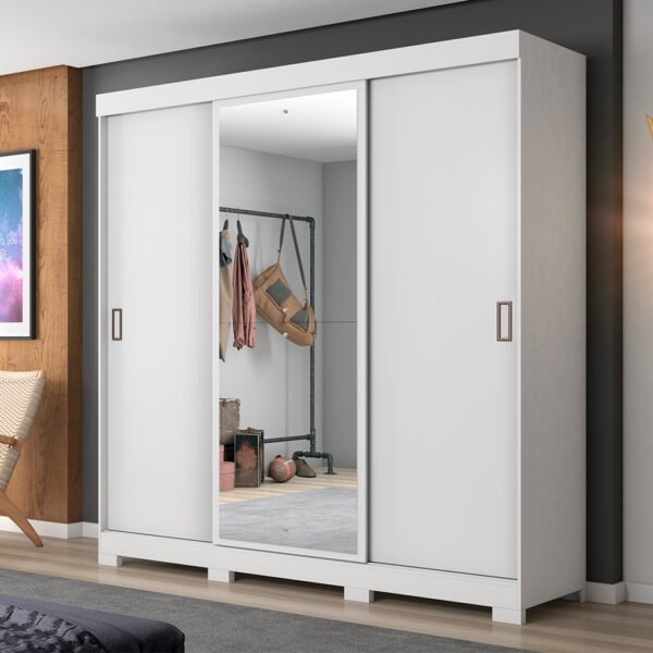 ROPERO 3 PUERTAS CORREDIZAS CON ESPEJO NT5020  BLANCO