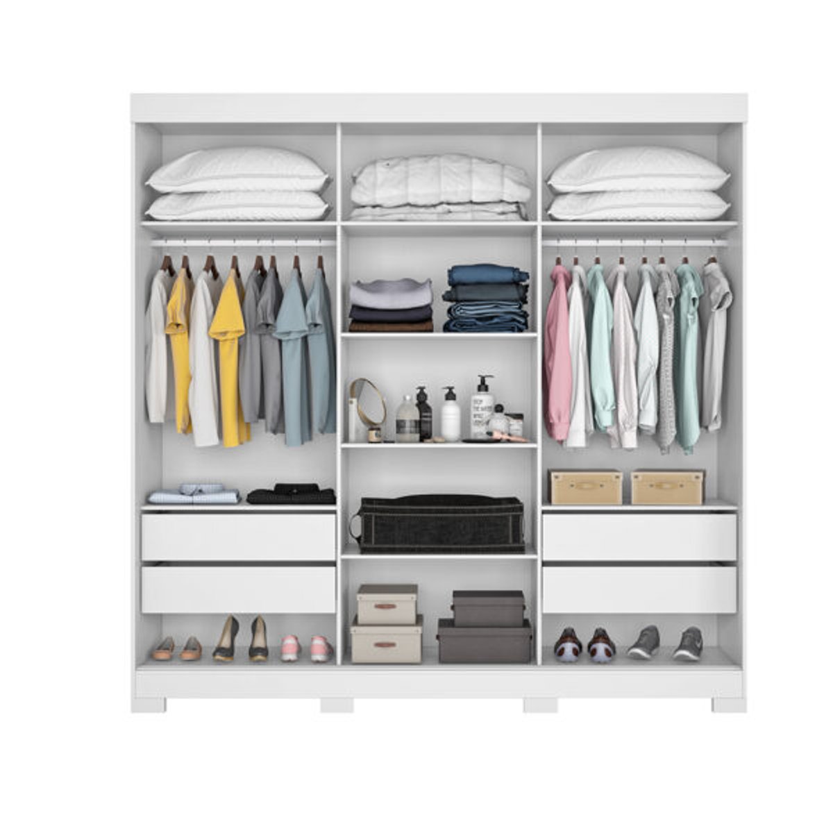 ROPERO 3 PUERTAS CORREDIZAS CON ESPEJO NT5020  BLANCO - 3