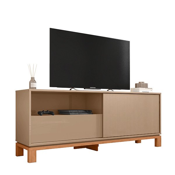 RACK 1 PUERTA 1 CAJÓN DESLIZANTE MONDRIAN 1.5 SUEDE MR|FREIJO