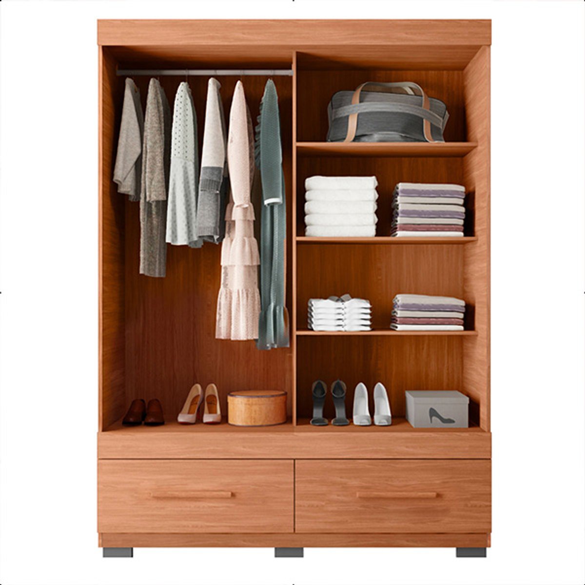 ROPERO 2 PUERTAS CORREDIZAS CON ESPEJO 1.36 SERENO FREIJO|OFF RIPADO - 6