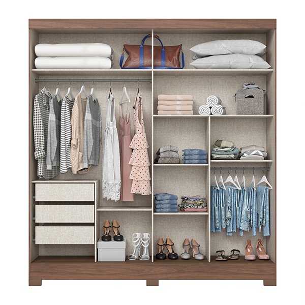 ROPERO 2 PUERTAS CORREDIZAS CON ESPEJO BE304 CASTAÑO