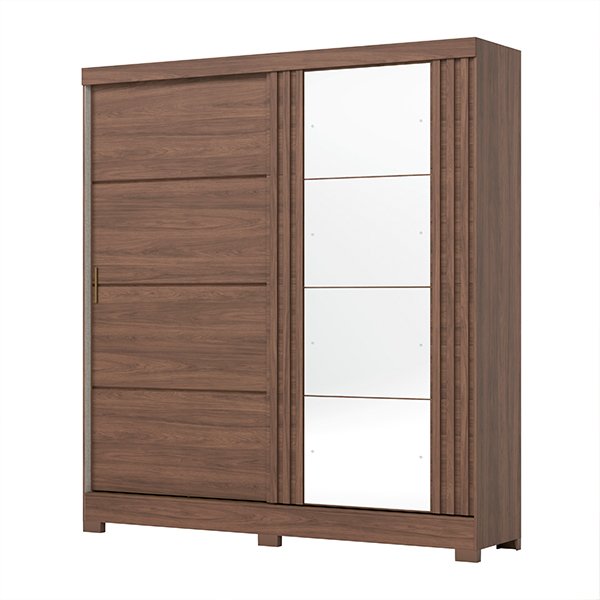 ROPERO 2 PUERTAS CORREDIZAS CON ESPEJO BE304 CASTAÑO