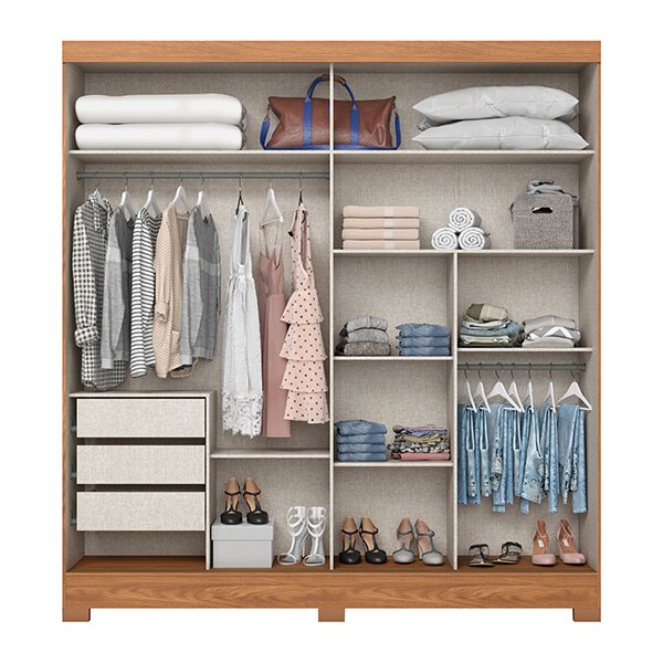 ROPERO 2 PUERTAS CORREDIZAS CON ESPEJO BE304 NATURE | OFF WHITE