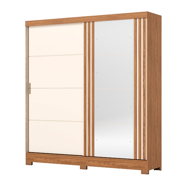 ROPERO 2 PUERTAS CORREDIZAS CON ESPEJO BE304 NATURE | OFF WHITE