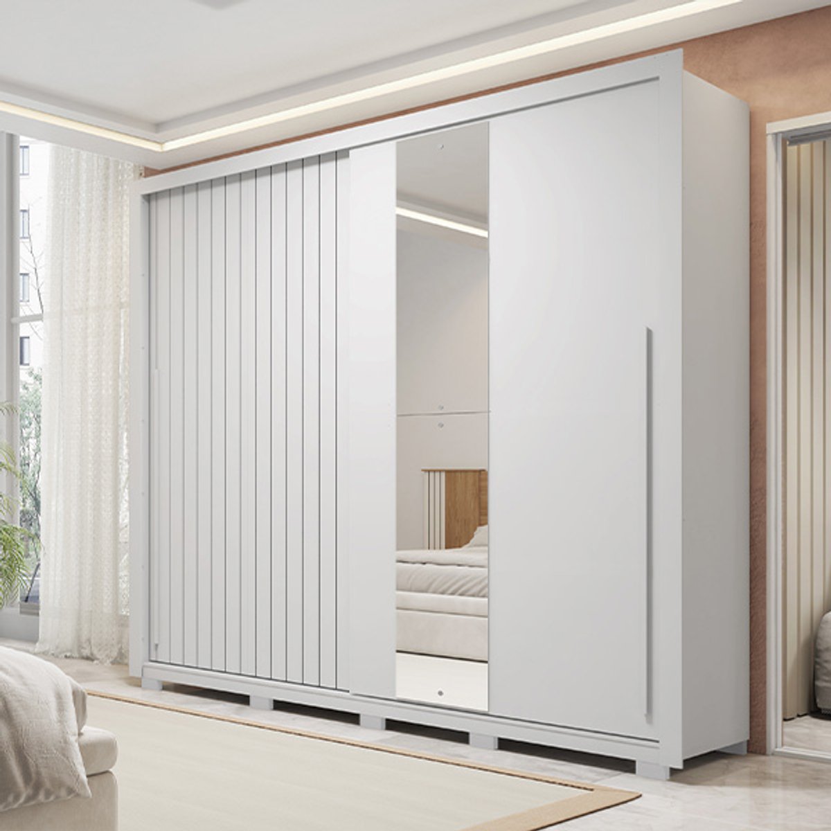 ROPERO 2 PUERTAS CORREDIZAS CON ESPEJO LUX ROMANUS 2.4 BLANCO - 3