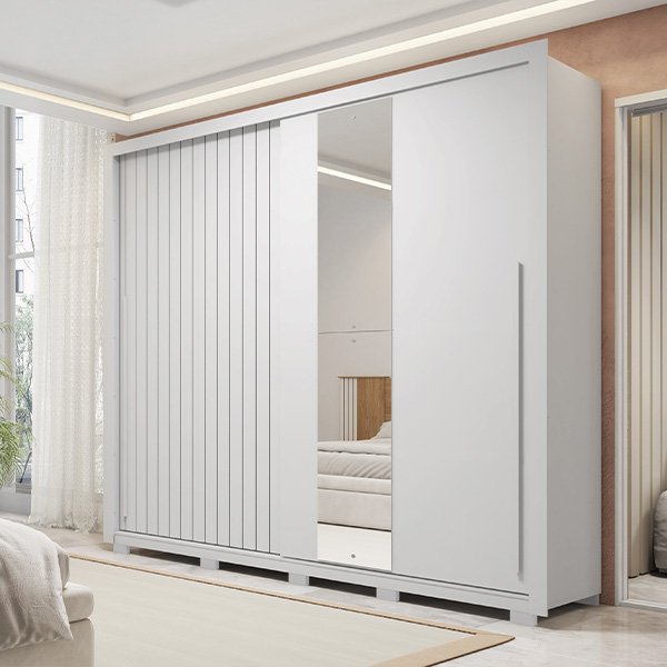 ROPERO 2 PUERTAS CORREDIZAS CON ESPEJO LUX ROMANUS 2.4 BLANCO