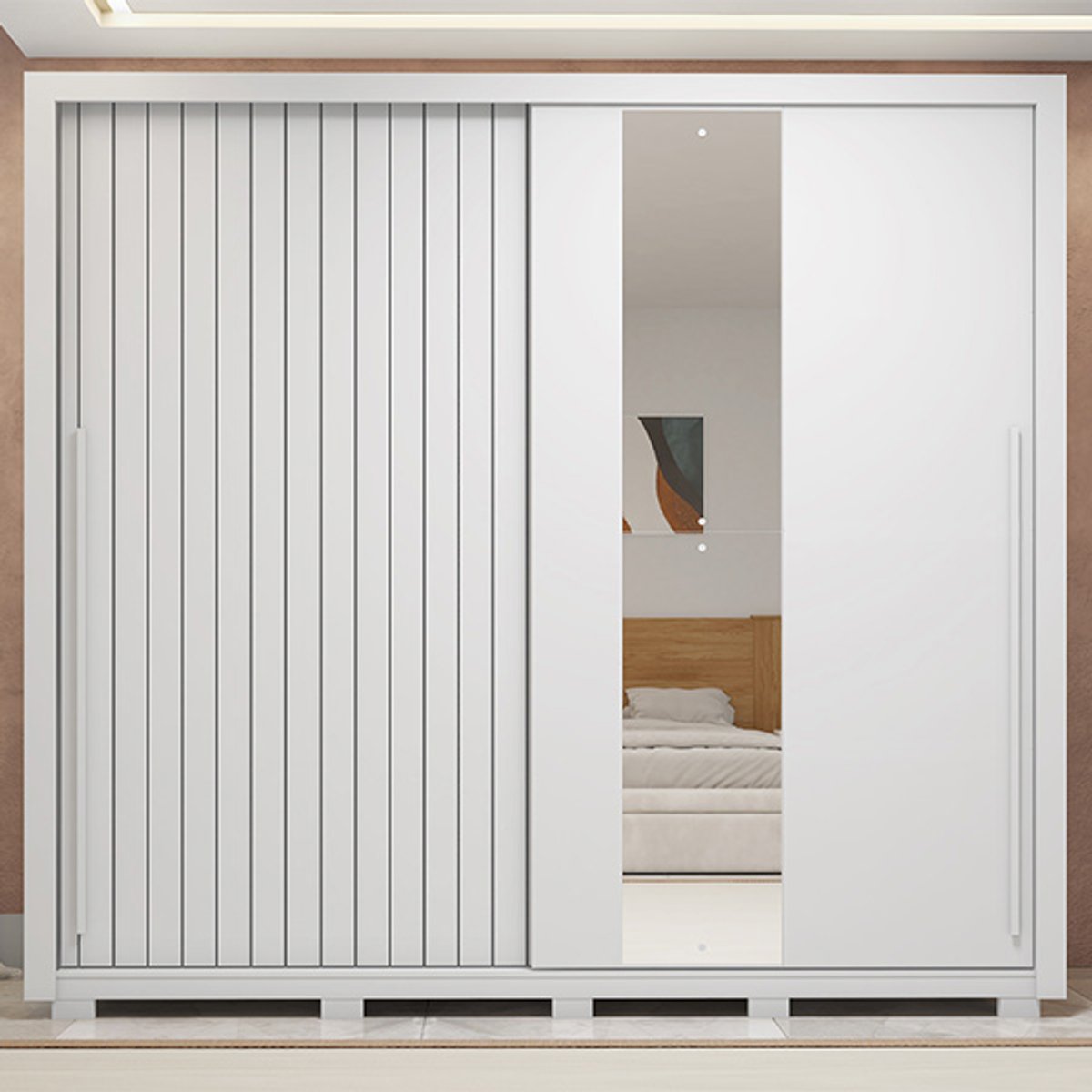 ROPERO 2 PUERTAS CORREDIZAS CON ESPEJO LUX ROMANUS 2.4 BLANCO - 2