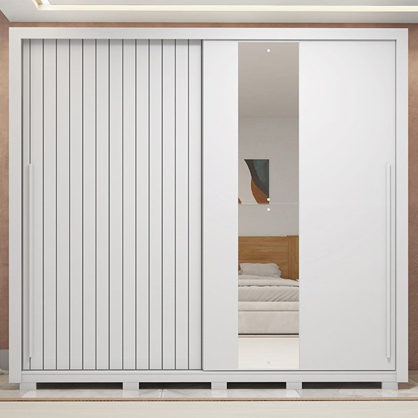 ROPERO 2 PUERTAS CORREDIZAS CON ESPEJO LUX ROMANUS 2.4 BLANCO