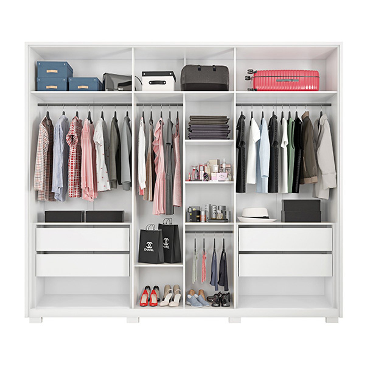 ROPERO 2 PUERTAS CORREDIZAS CON ESPEJO LUX ROMANUS 2.4 BLANCO - 4