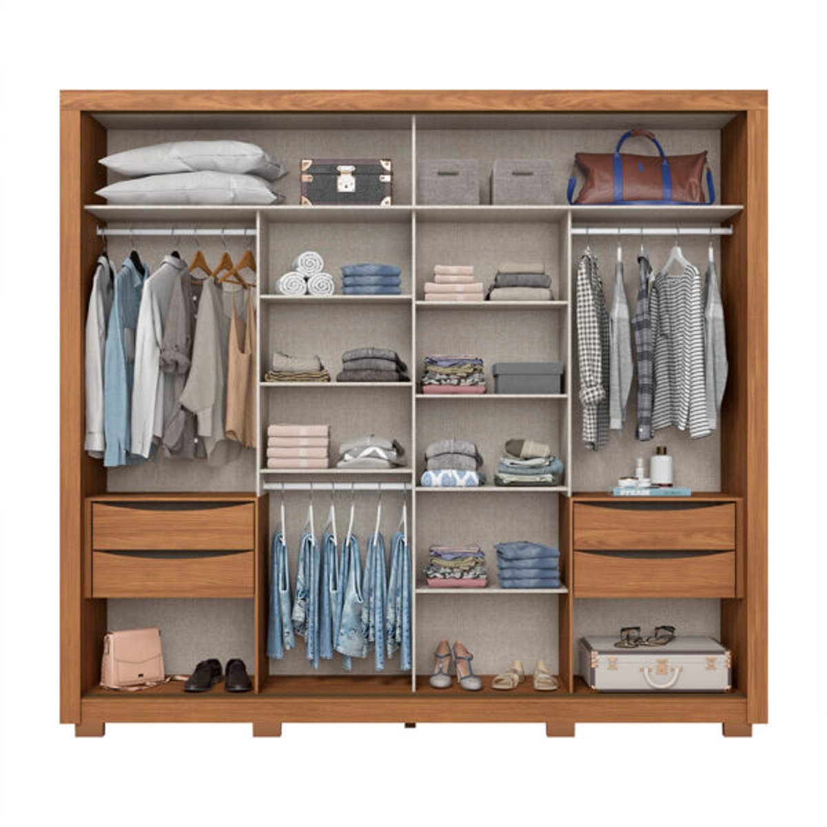 ROPERO 2 PUERTAS CORREDIZAS CON ESPEJO MEDELIN DE22 HENN NATURE | OFF WHITE - 3