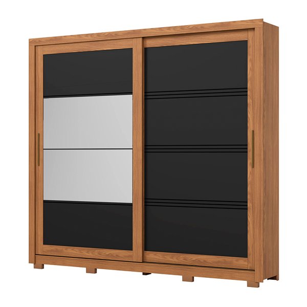 ROPERO 2 PUERTAS CORREDIZAS CON ESPEJO MEDELIN DE22 HENN NATURE | NEGRO