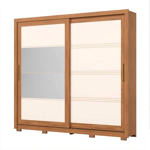 ROPERO 2 PUERTAS CORREDIZAS CON ESPEJO MEDELIN DE22 HENN NATURE | OFF WHITE