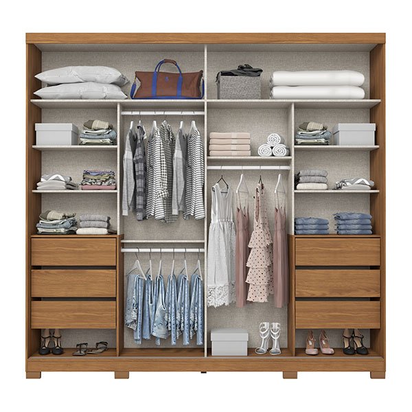  ROPERO 2 PUERTAS DESLIZANTES CON 2 ESPEJOS CAYMAN NATURE