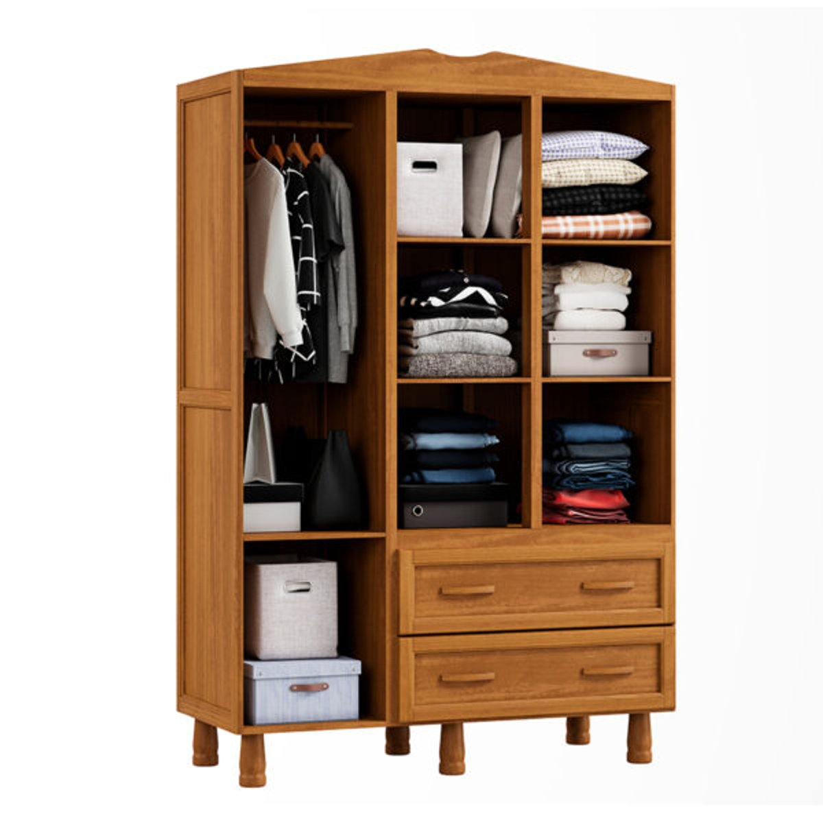 ROPERO 3 PUERTAS 2 CAJONES CON ESPEJO PRACTICO TOZETTO CARVALLO ACEITADO - 3