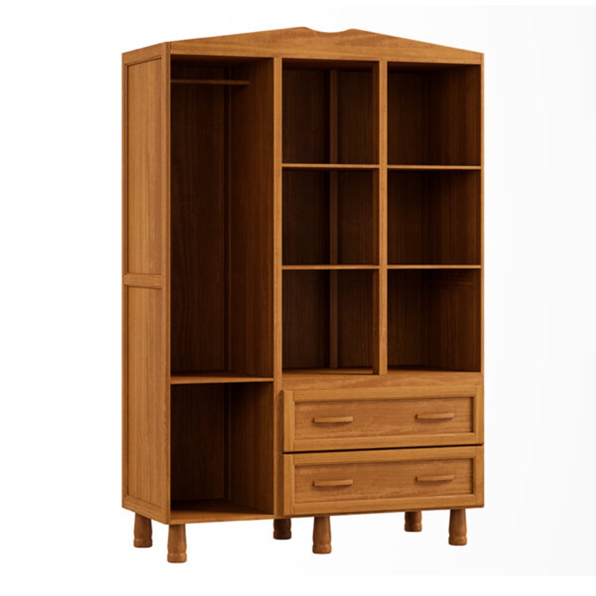 ROPERO 3 PUERTAS 2 CAJONES CON ESPEJO PRACTICO TOZETTO CARVALLO ACEITADO - 4