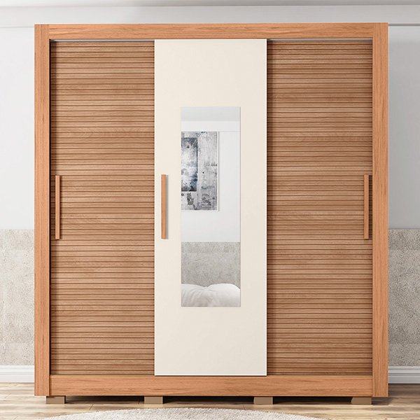 ROPERO 3 PUERTAS CORREDIZAS CON ESPEJO CHILE 1.9 FREIJO|OFF WHITE