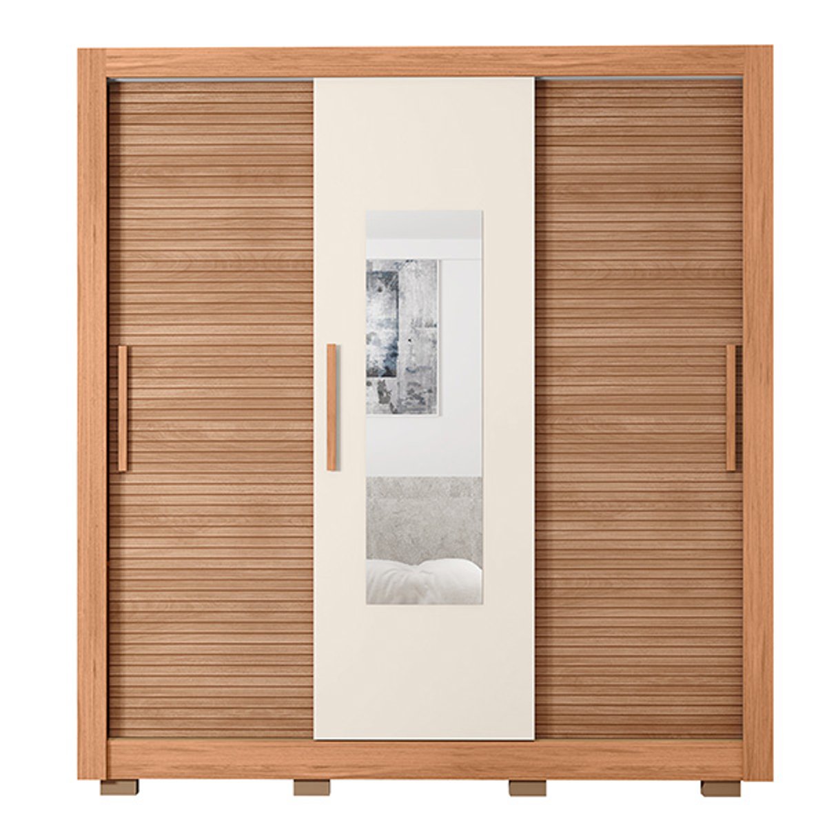 ROPERO 3 PUERTAS CORREDIZAS CON ESPEJO CHILE 1.9 FREIJO|OFF WHITE