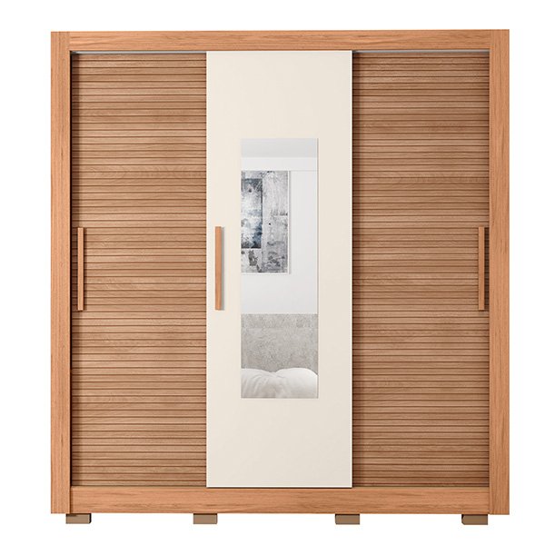 ROPERO 3 PUERTAS CORREDIZAS CON ESPEJO CHILE 1.9 FREIJO|OFF WHITE