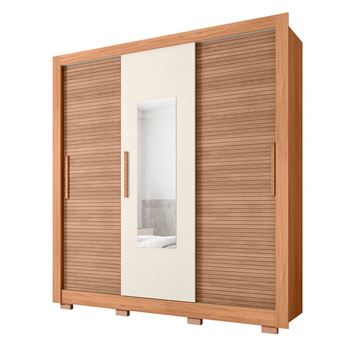 ROPERO 3 PUERTAS CORREDIZAS CON ESPEJO CHILE 1.9 FREIJO|OFF WHITE - 5