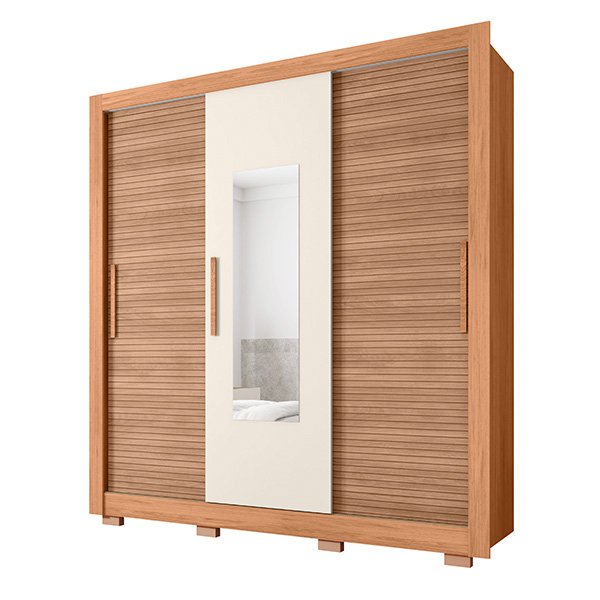 ROPERO 3 PUERTAS CORREDIZAS CON ESPEJO CHILE 1.9 FREIJO|OFF WHITE