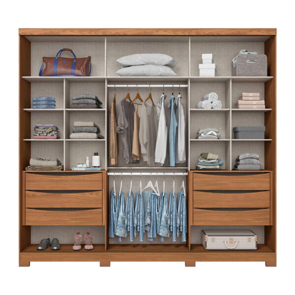 ROPERO 3 PUERTAS CORREDIZAS CON ESPEJO FAZANO D324 HENN NATURE | OFF WHITE - 3