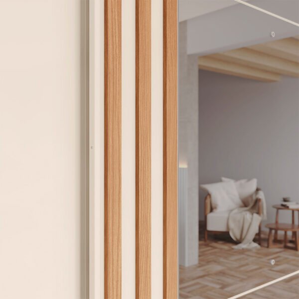 ROPERO 3 PUERTAS CORREDIZAS CON ESPEJO FAZANO D324 HENN NATURE | OFF WHITE