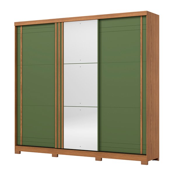  ROPERO 3 PUERTAS CORREDIZAS CON ESPEJO FAZANO D324 HENN NATURE | VERDE
