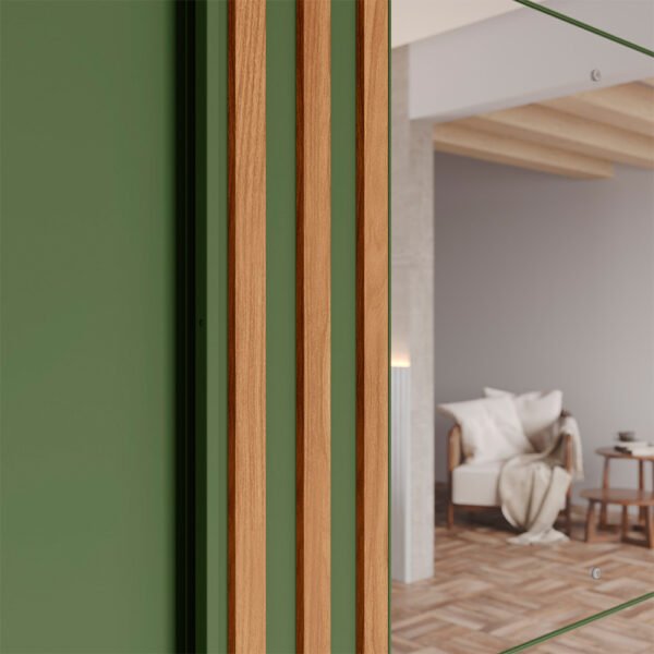  ROPERO 3 PUERTAS CORREDIZAS CON ESPEJO FAZANO D324 HENN NATURE | VERDE