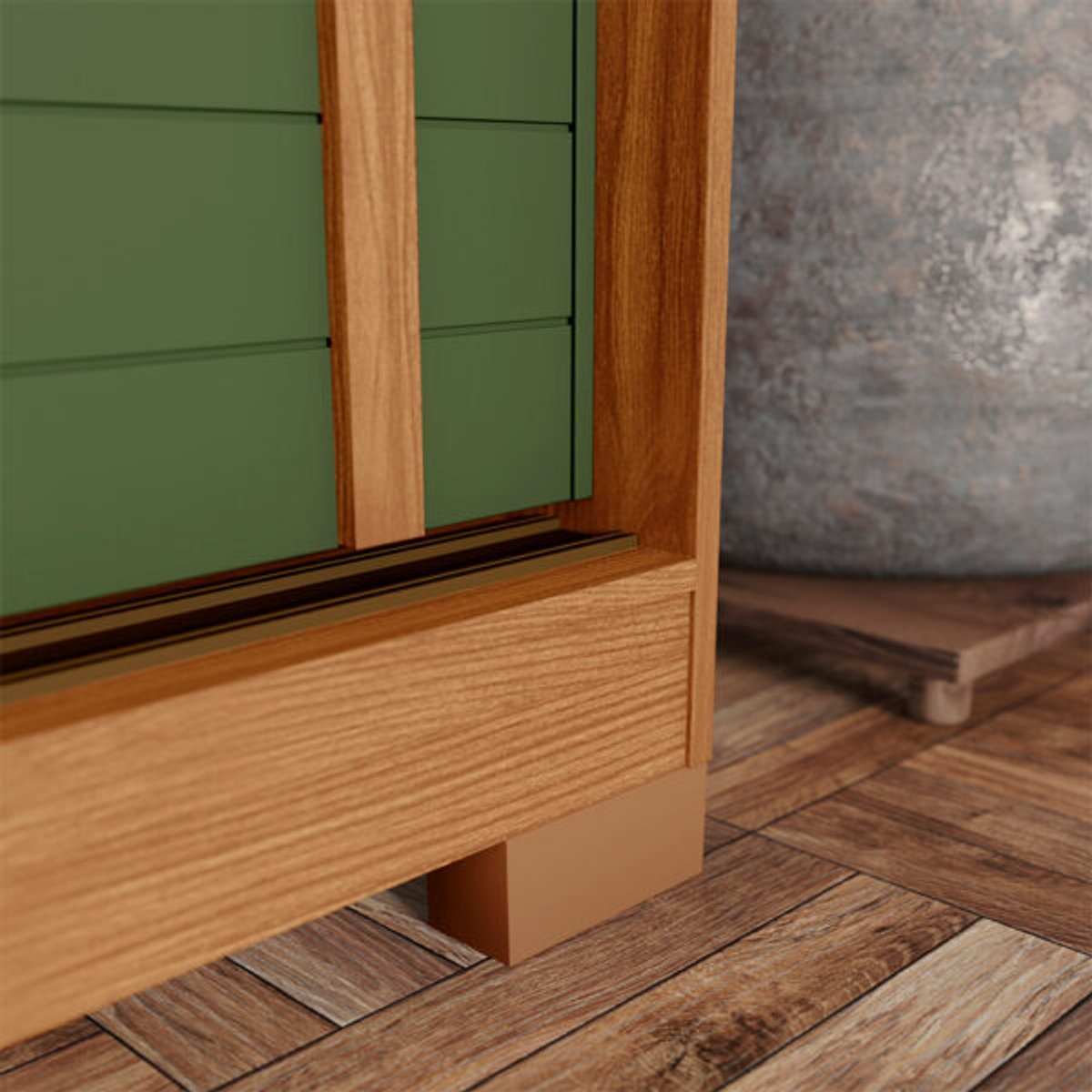  ROPERO 3 PUERTAS CORREDIZAS CON ESPEJO FAZANO D324 HENN NATURE | VERDE - 5