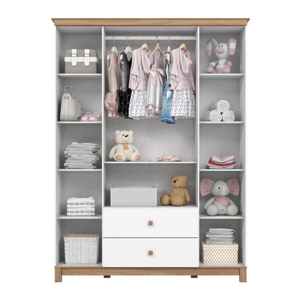 ROPERO 4 PUERTAS 2 CAJONES ACONCHEGO BLANCO | JEQUITIBA HP