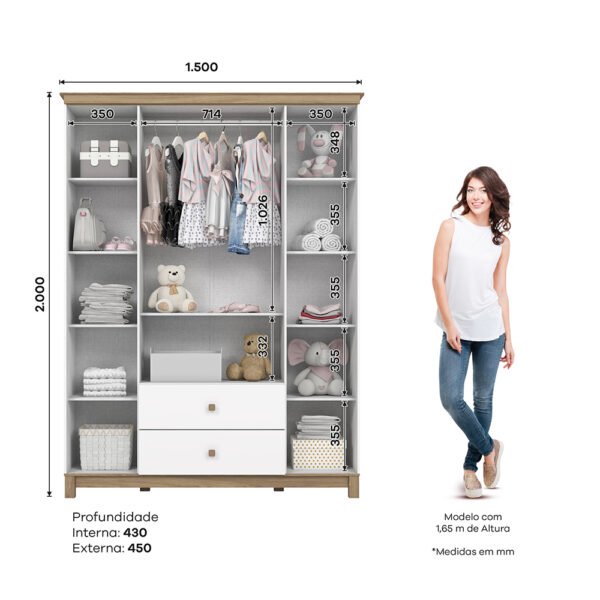 ROPERO 4 PUERTAS 2 CAJONES ACONCHEGO BLANCO | JEQUITIBA HP