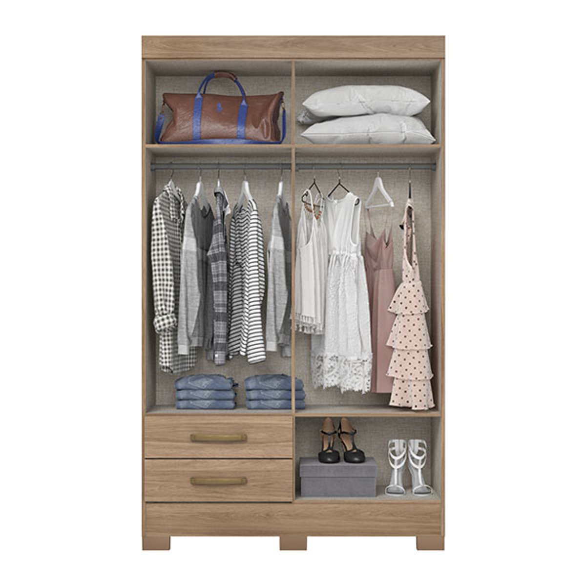 ROPERO 4 PUERTAS 2 CAJONES BE12 JEQUITIBA - 3