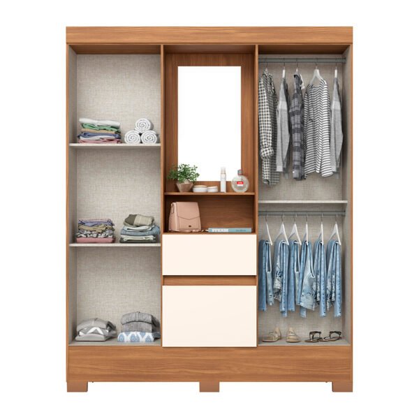 ROPERO 4 PUERTAS 2 CAJONES CON ESPEJO CAPELINHA BS07 BRIZ NATURE | OFF WHITE