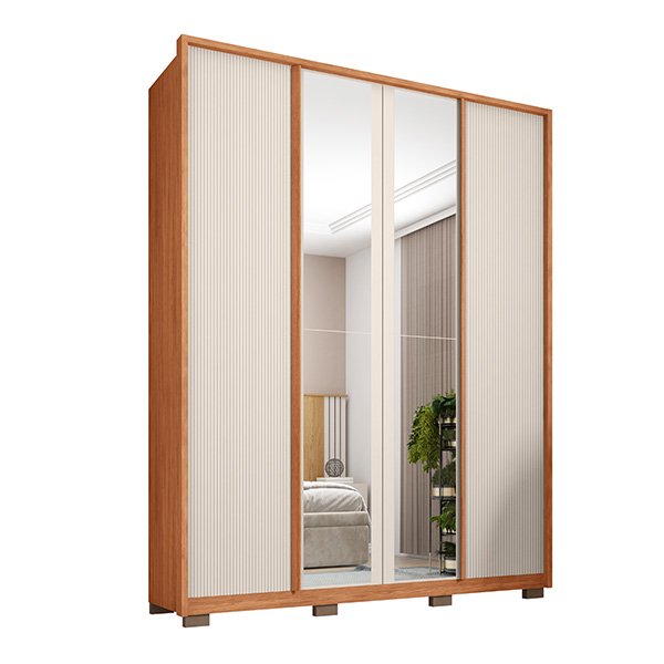 ROPERO 4 PUERTAS CON ESPEJO LIOR 1.8 FREIJO|OFF WHITE