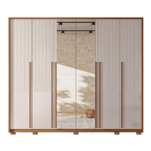 ROPERO 6 PUERTAS CON ESPEJO QUINTUS 2.7 FREIJO|OFF WHITE