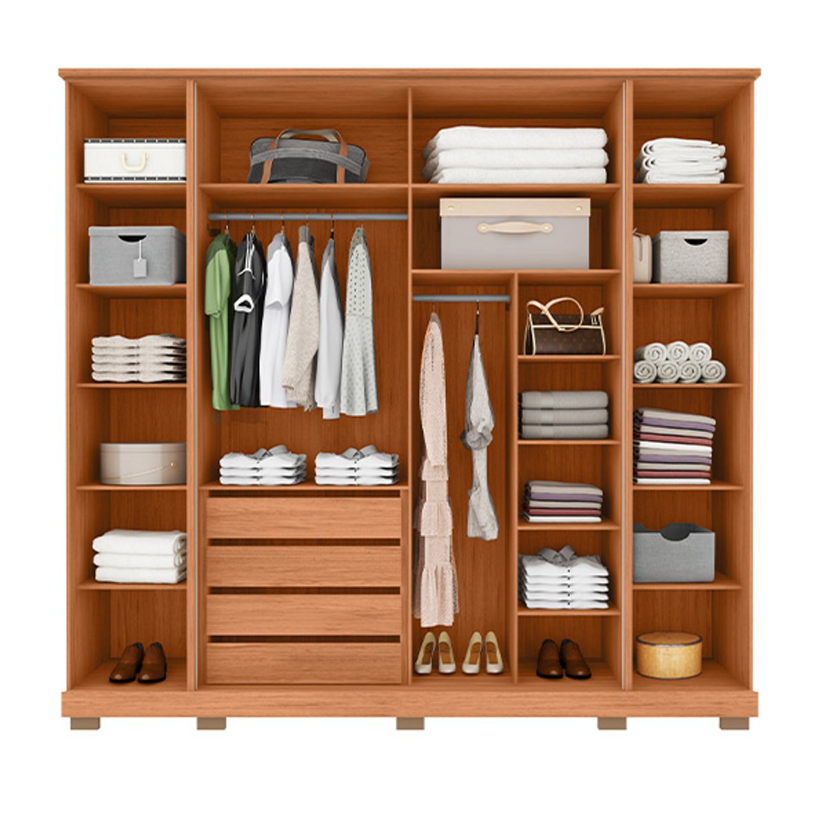 ROPERO 6 PUERTAS CON ESPEJO TELA 2.7 FREIJO|SUEDE MR - 4