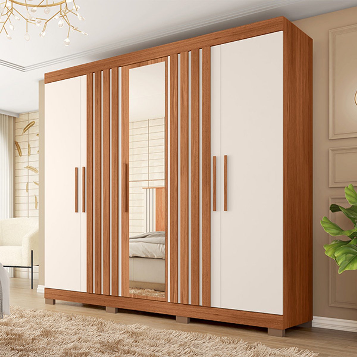 ROPERO 5 PUERTAS CON ESPEJO SOPHIA 2.2 FREIJO|OFF WHITE - 5