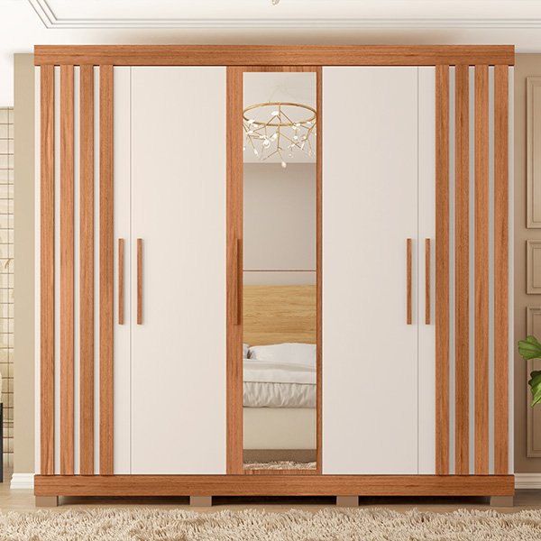 ROPERO 5 PUERTAS CON ESPEJO SOPHIA 2.2 FREIJO|OFF WHITE