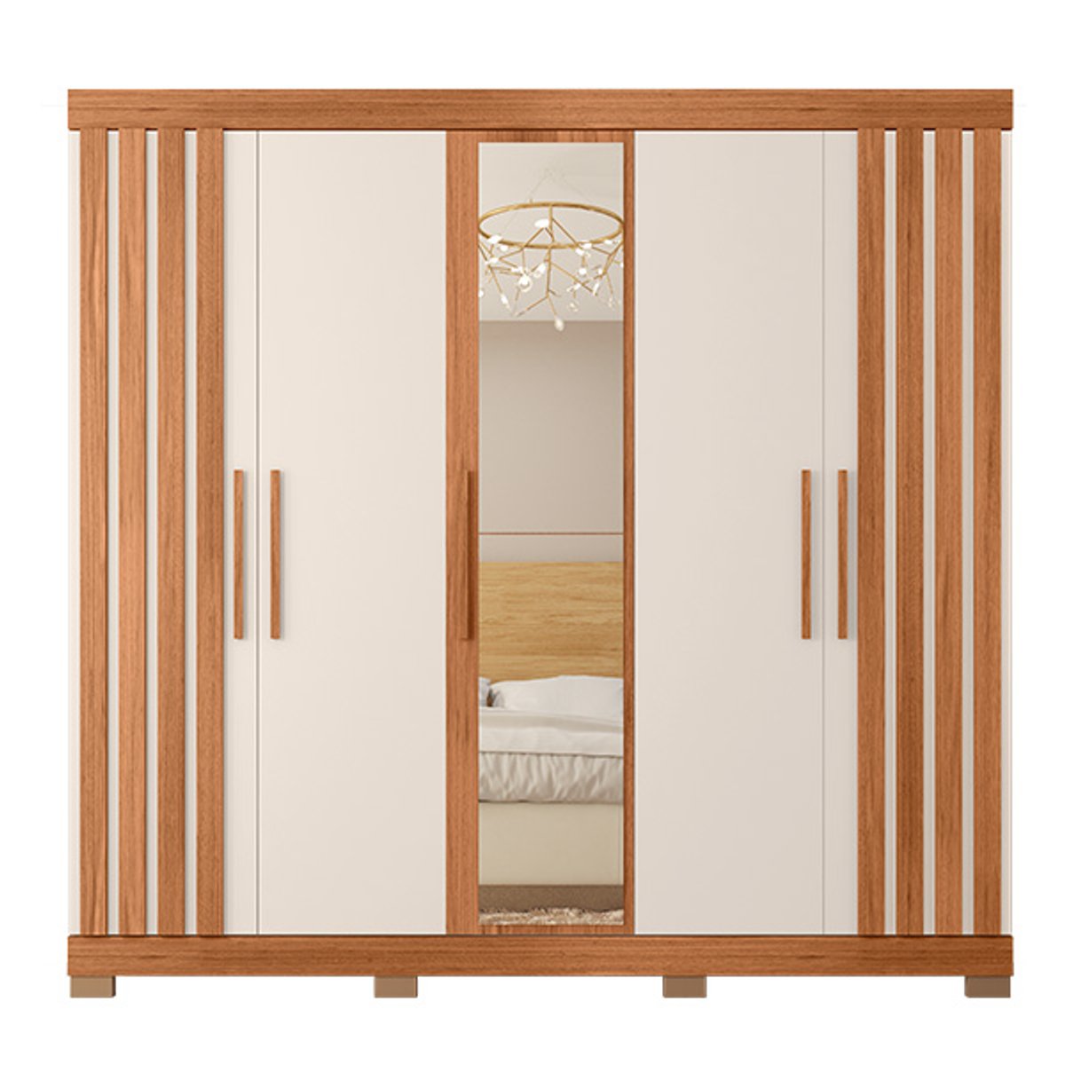 ROPERO 5 PUERTAS CON ESPEJO SOPHIA 2.2 FREIJO|OFF WHITE