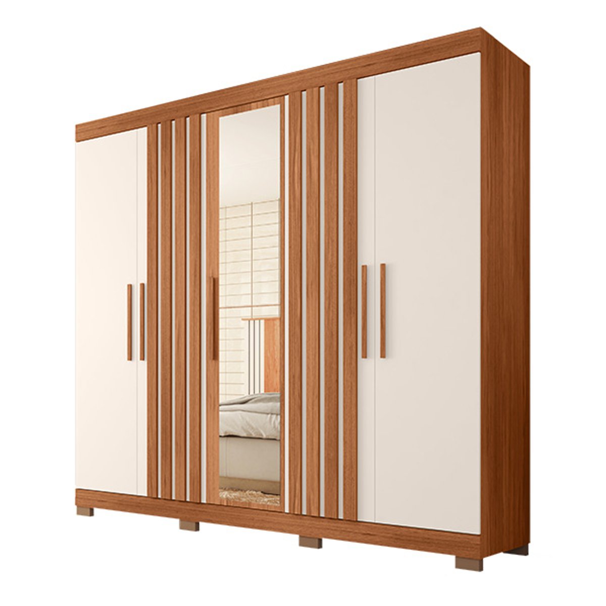 ROPERO 5 PUERTAS CON ESPEJO SOPHIA 2.2 FREIJO|OFF WHITE - 7