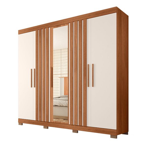 ROPERO 5 PUERTAS CON ESPEJO SOPHIA 2.2 FREIJO|OFF WHITE