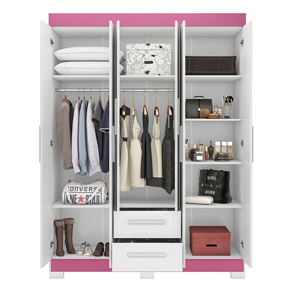 ROPERO 6 PUERTAS 2 CAJONES NT6015  BLANCO | BLANCO ROSA