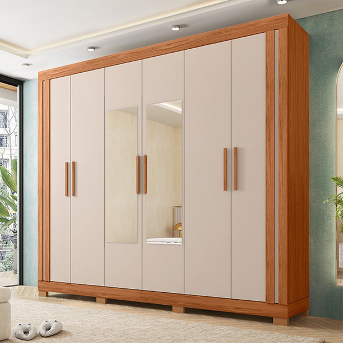 ROPERO 6 PUERTAS CON ESPEJO 2.30 ÉDEN FREIJO|OFF WHITE - 3