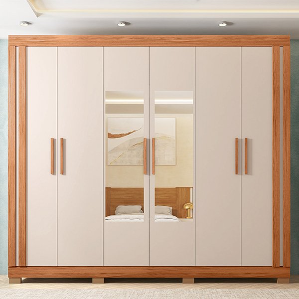 ROPERO 6 PUERTAS CON ESPEJO 2.30 ÉDEN FREIJO|OFF WHITE