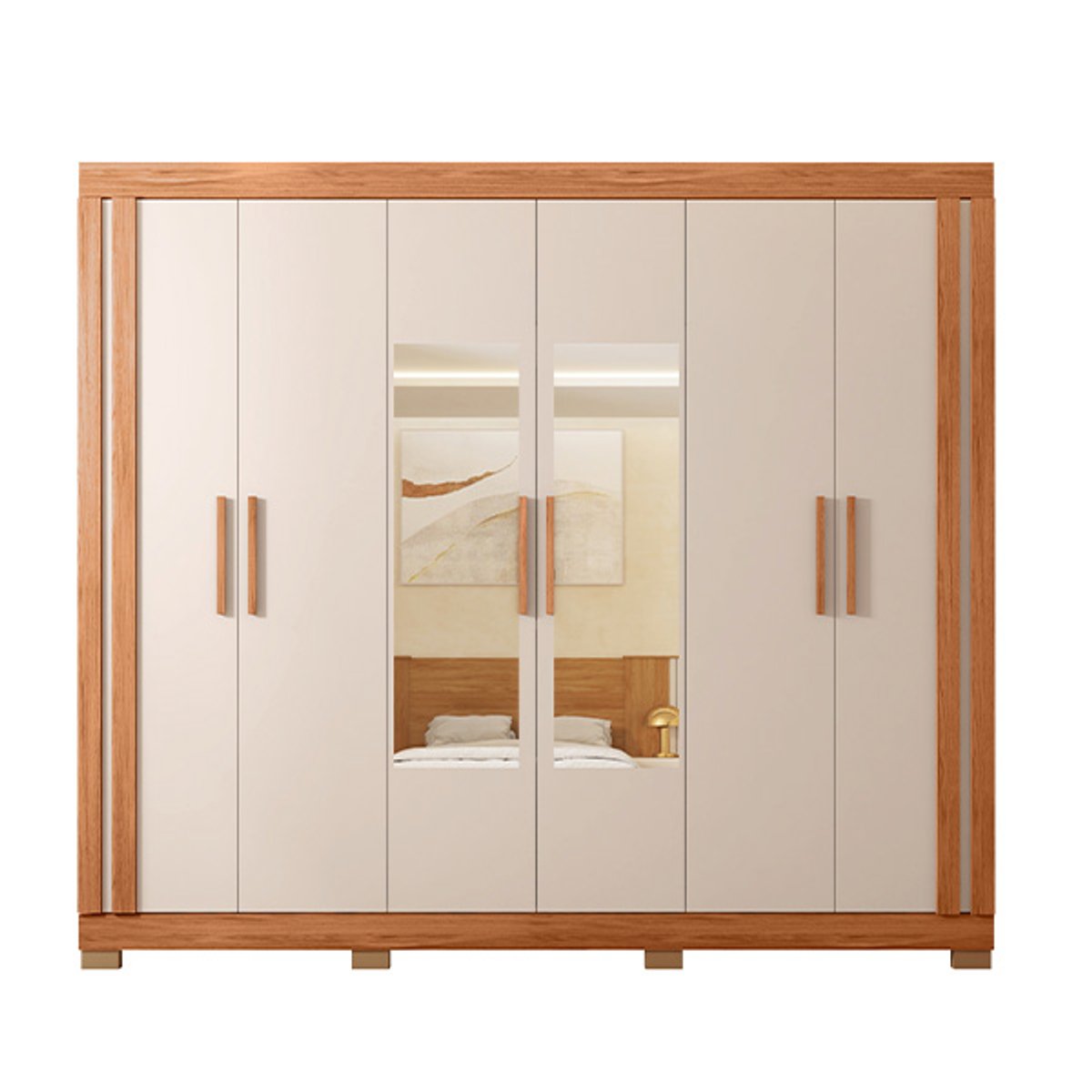 ROPERO 6 PUERTAS CON ESPEJO 2.30 ÉDEN FREIJO|OFF WHITE