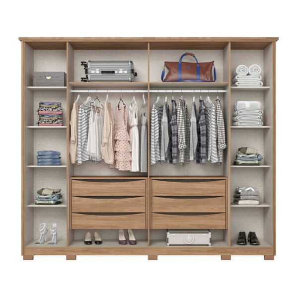 ROPERO 6 PUERTAS CON ESPEJO DUBAI D322 HENN JEQUITIBA | NEGRO