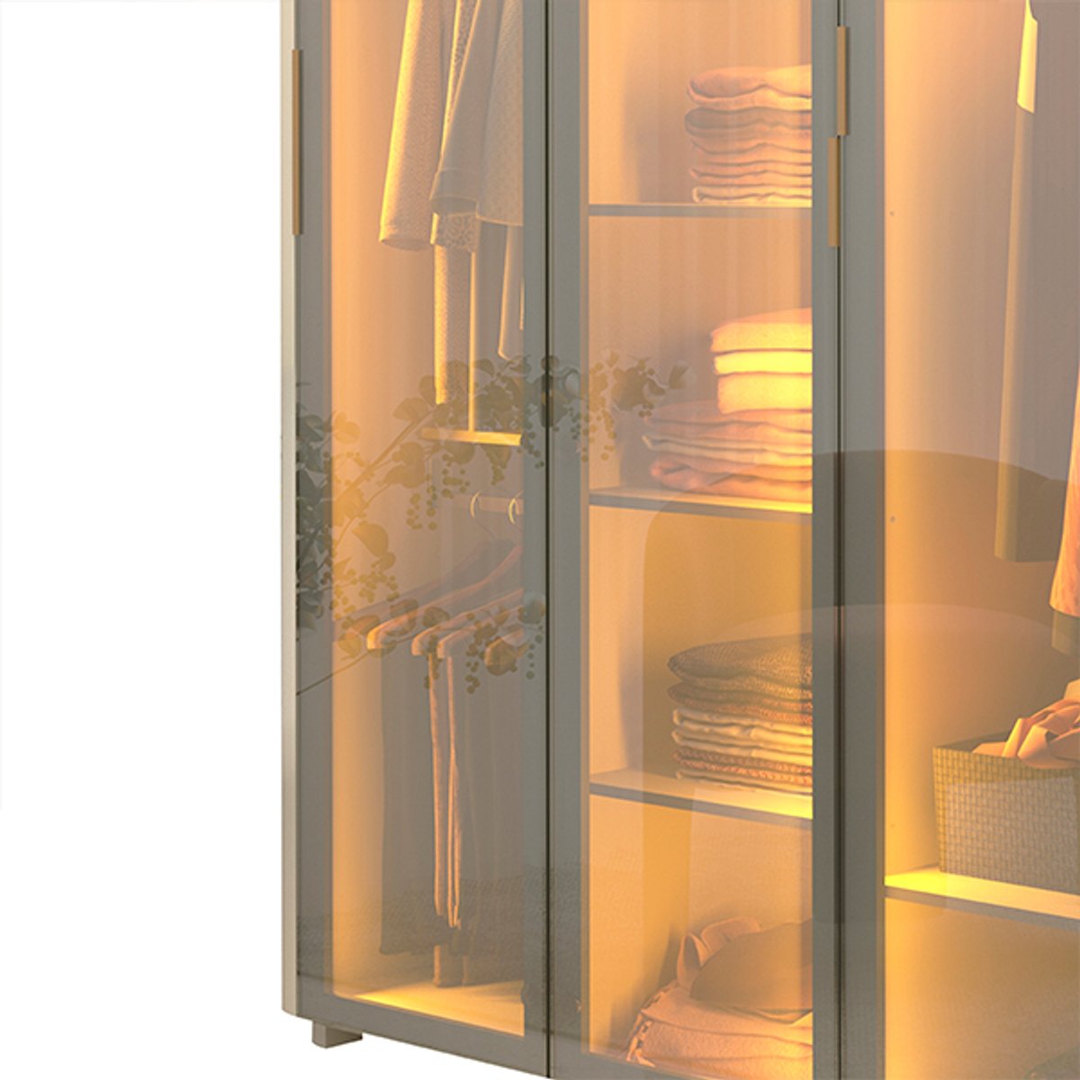 ROPERO 6 PUERTAS REFLECTA CON LED CON PATAS INNOVA GELIUS OFF WHITE - 3