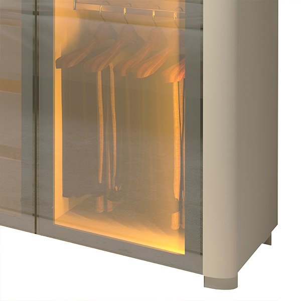 ROPERO 6 PUERTAS REFLECTA CON LED CON PATAS INNOVA GELIUS OFF WHITE