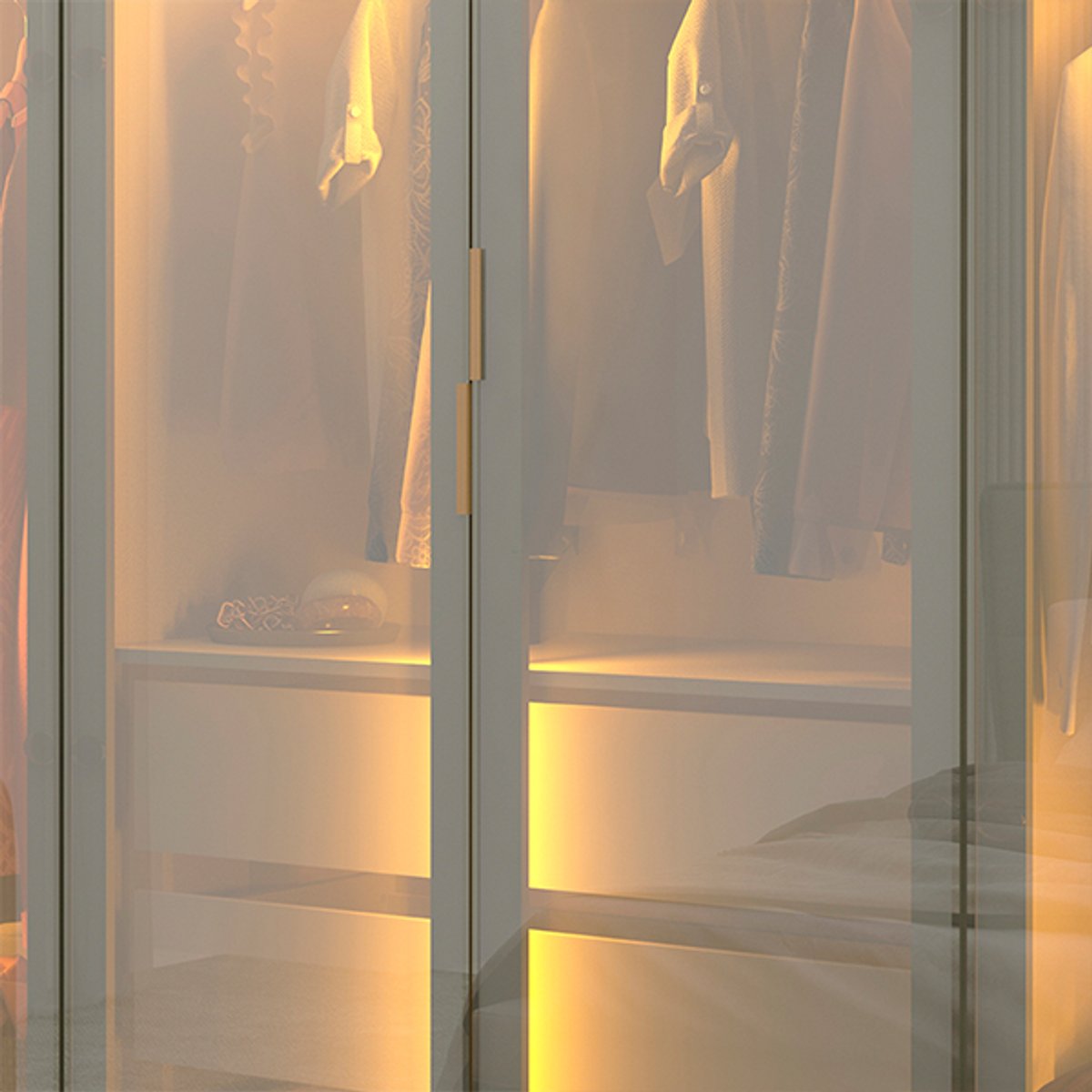 ROPERO 6 PUERTAS REFLECTA CON LED CON PATAS INNOVA GELIUS OFF WHITE - 6