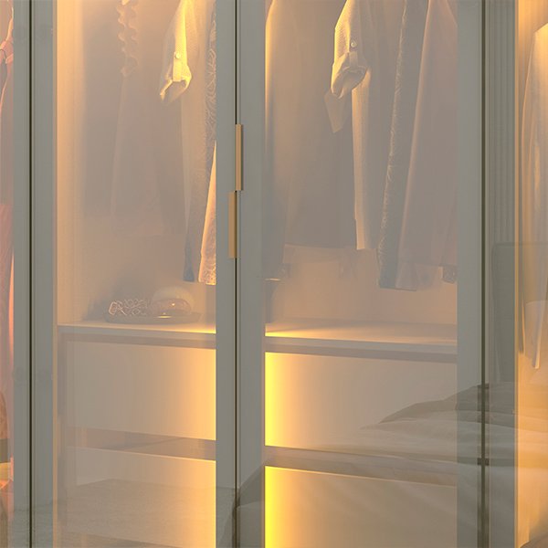 ROPERO 6 PUERTAS REFLECTA CON LED CON PATAS INNOVA GELIUS OFF WHITE